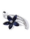 YouBella Stylish Floral Shape Jewellery Silver Plated Brooches for Women (Blue) (YB_Brooch_91)